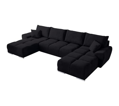 BROMARKT NUBES U Ecksofa mit Schlaffunktion und Bettkasten 372x184x85 cm Graphit