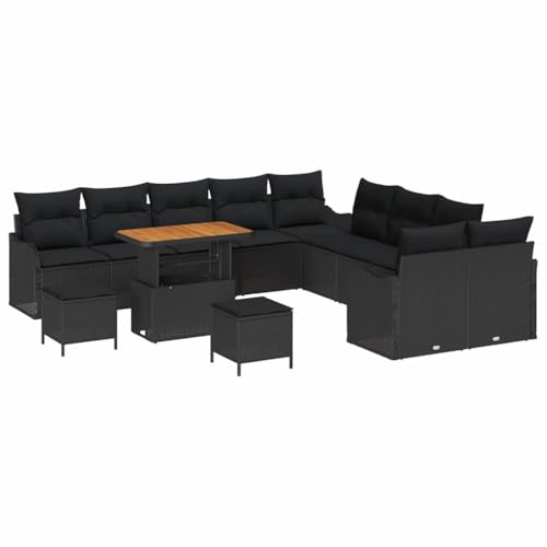 GFMGUEMV Poly Rattan Garten-Sofa-Set 13-Tlg. Beige & Hellgrau 80 cm
