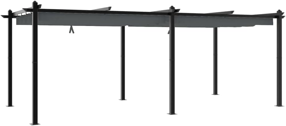 Kaloriko Gartenpavillon Aluminium Ausziehbares Dach Anthrazit 3x6 M