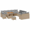 GFMGUEMV Poly Rattan Garten-Sofa-Set 13-Tlg. Beige & Hellgrau 80 cm