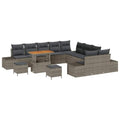GFMGUEMV Gartenmöbel Set 14-Teilig Poly-Rattan Grau 110 Cm Tisch