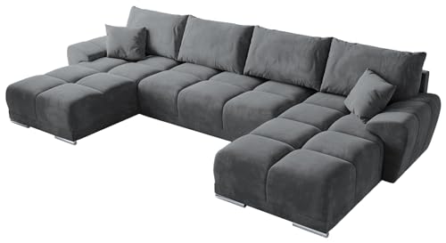 BROMARKT NUBES U Ecksofa mit Schlaffunktion und Bettkasten 372x184x85 cm Graphit
