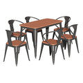 Kunststoff Holz Stapelstuhl Set 4/6 Stühle Mit Tisch Schwarz