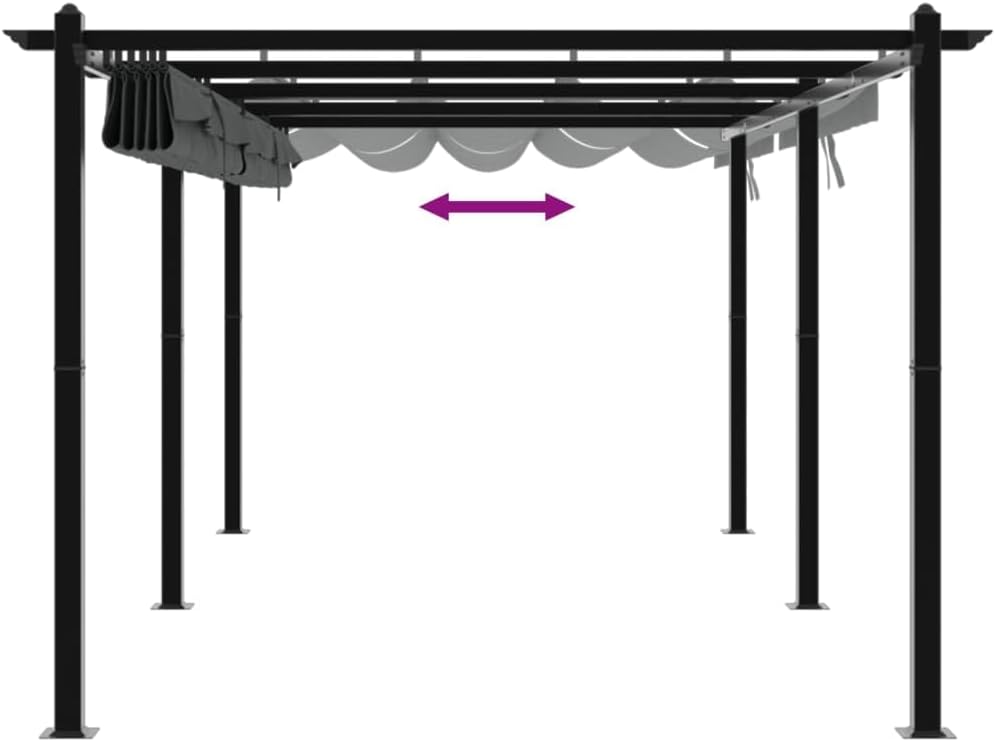 Kaloriko Gartenpavillon Aluminium Ausziehbares Dach Anthrazit 3x6 M