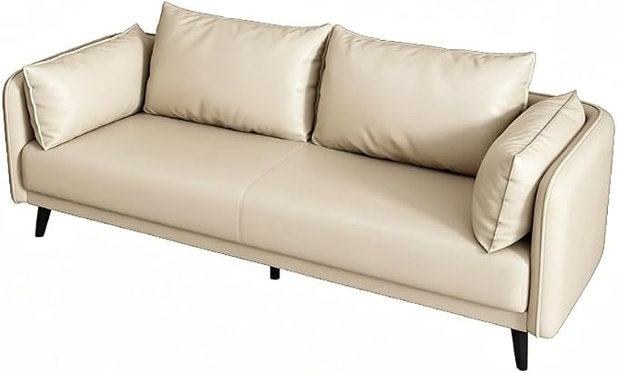 KIBONCY 3-Sitzer Ledersofa 80 cm Schwarz