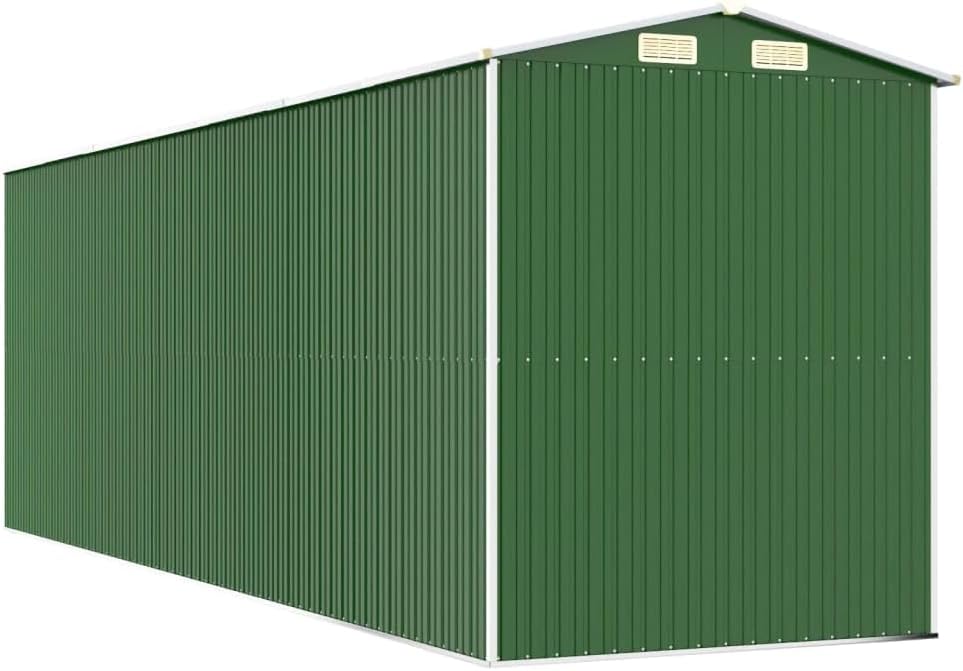 Kaloriko Geräteschuppen Grün Verzinkter Stahl 192x606x223 cm Doppelte Schiebetüren
