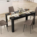 LDAILY Esstisch Aus Mokka-Holz 160x80x76,2cm Schwarz L-Förmige Beine