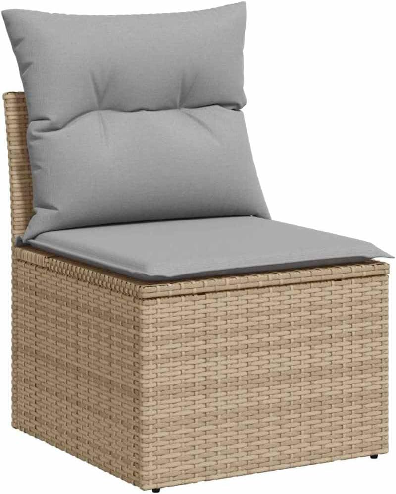 GFMGUEMV Gartensofa-Set 12-teilig Beige Poly-Rattan Stahl