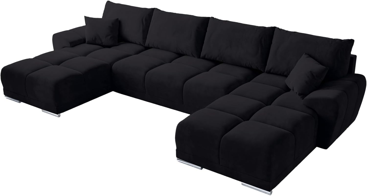 BROMARKT NUBES U Ecksofa mit Schlaffunktion und Bettkasten 372x184x85 cm Graphit