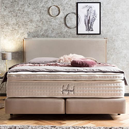 BettCo Boxspringbett London Samt Dunkelgrau 180x200 cm Ohne Topper 7-Zonen Taschenfederkern