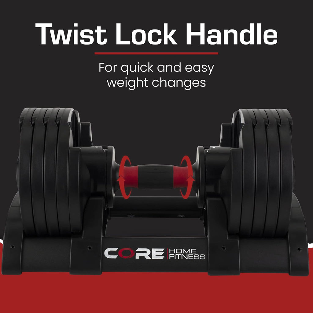 CORE FITNESS Verstellbares Hantel-Set 2x 22,7 Kg Schwarz
