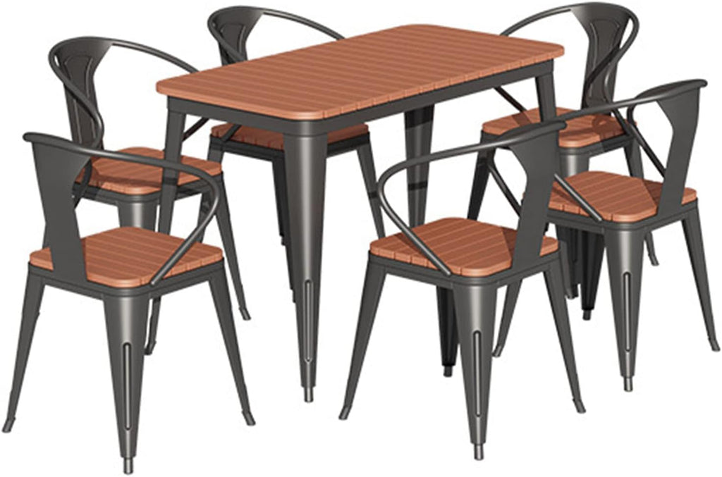 Kunststoff Holz Stapelstuhl Set 4/6 Stühle Mit Tisch Schwarz