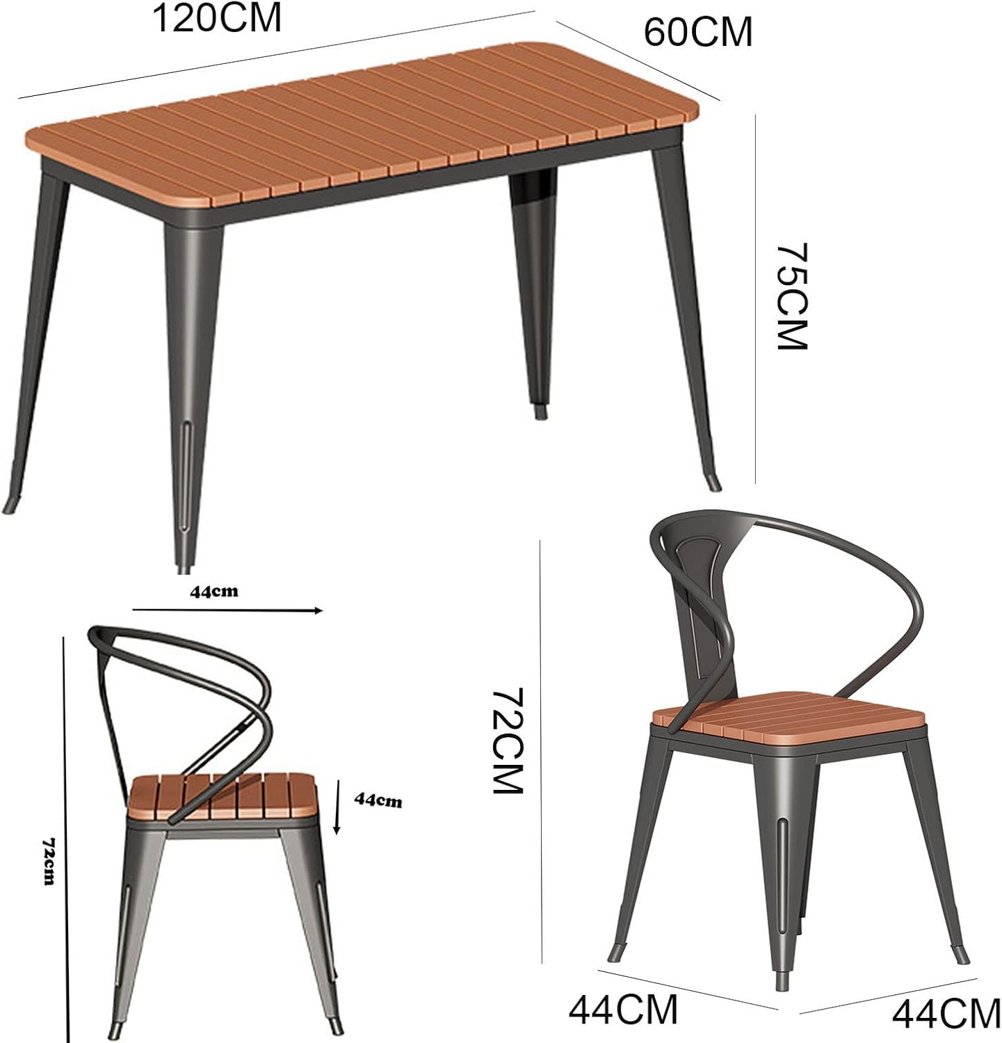 Generisch Kunststoff Freizeitstuhl Set 4 Stühle Tisch Schwarz