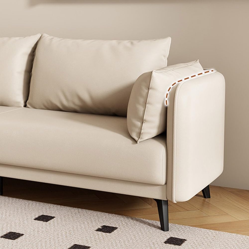 KIBONCY 3-Sitzer Kunstledersofa B 175 cm Hochdichter Schaumstoff