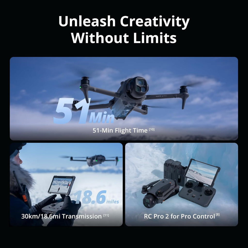 DJI Mavic 4 Pro Drohne 100 MP 6K 51 Min Flugzeit Grau
