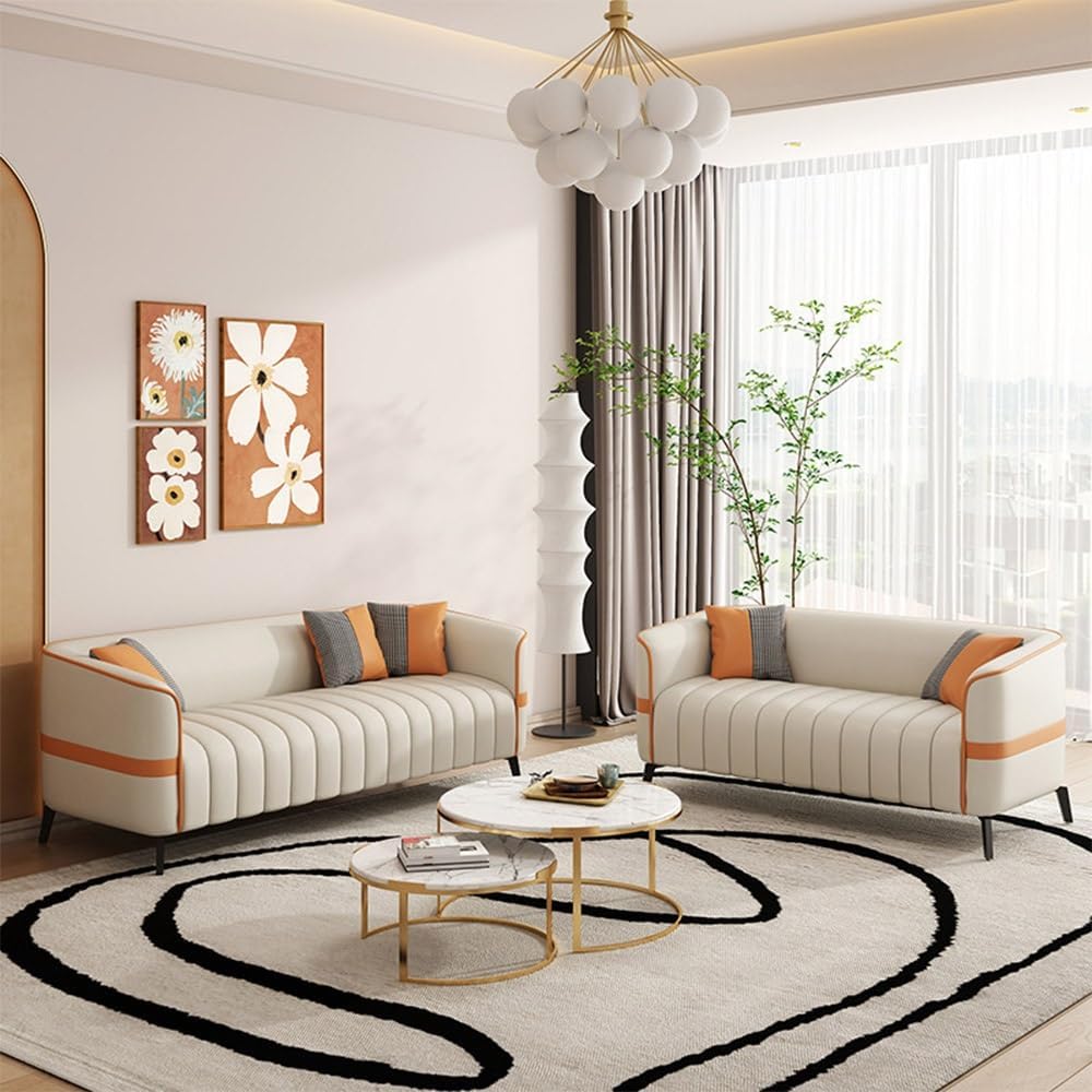 KIBONCY Kunstleder Akzent Sofa Mit Latex Polster 128 cm E