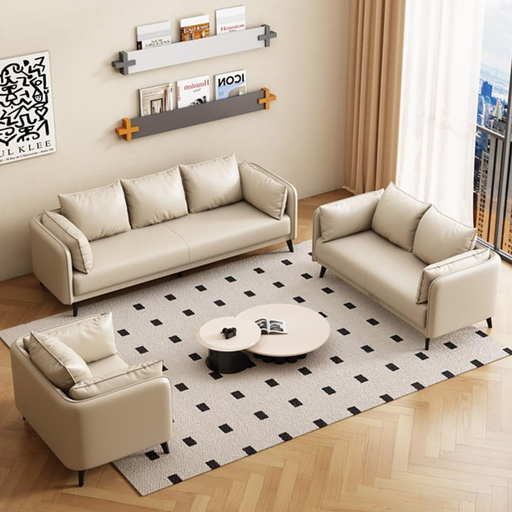 KIBONCY 3-Sitzer Kunstledersofa B 175 cm Hochdichter Schaumstoff