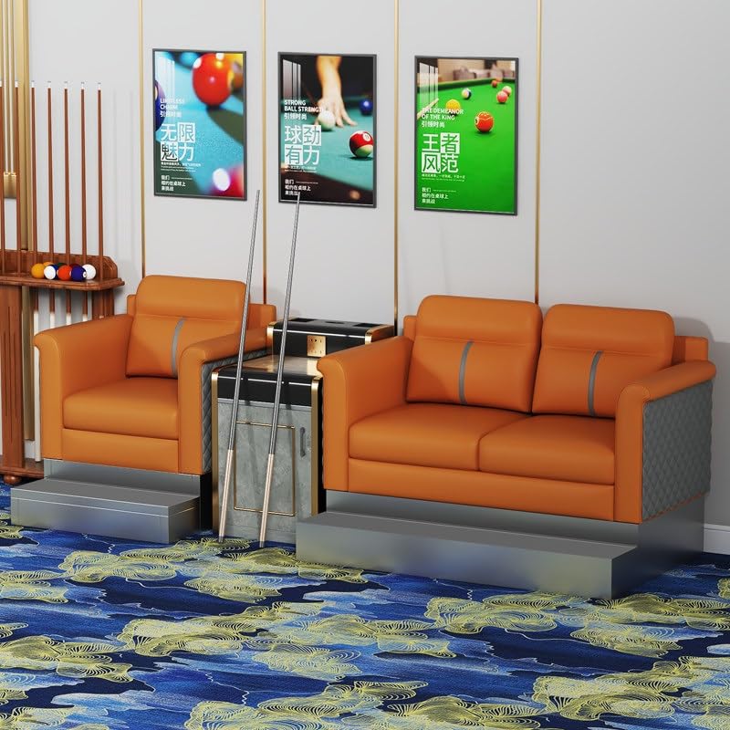 KIBONCY 3-Sitzer PU-Leder Billard Zuschauersofa Modulares Set Mehrfarbig