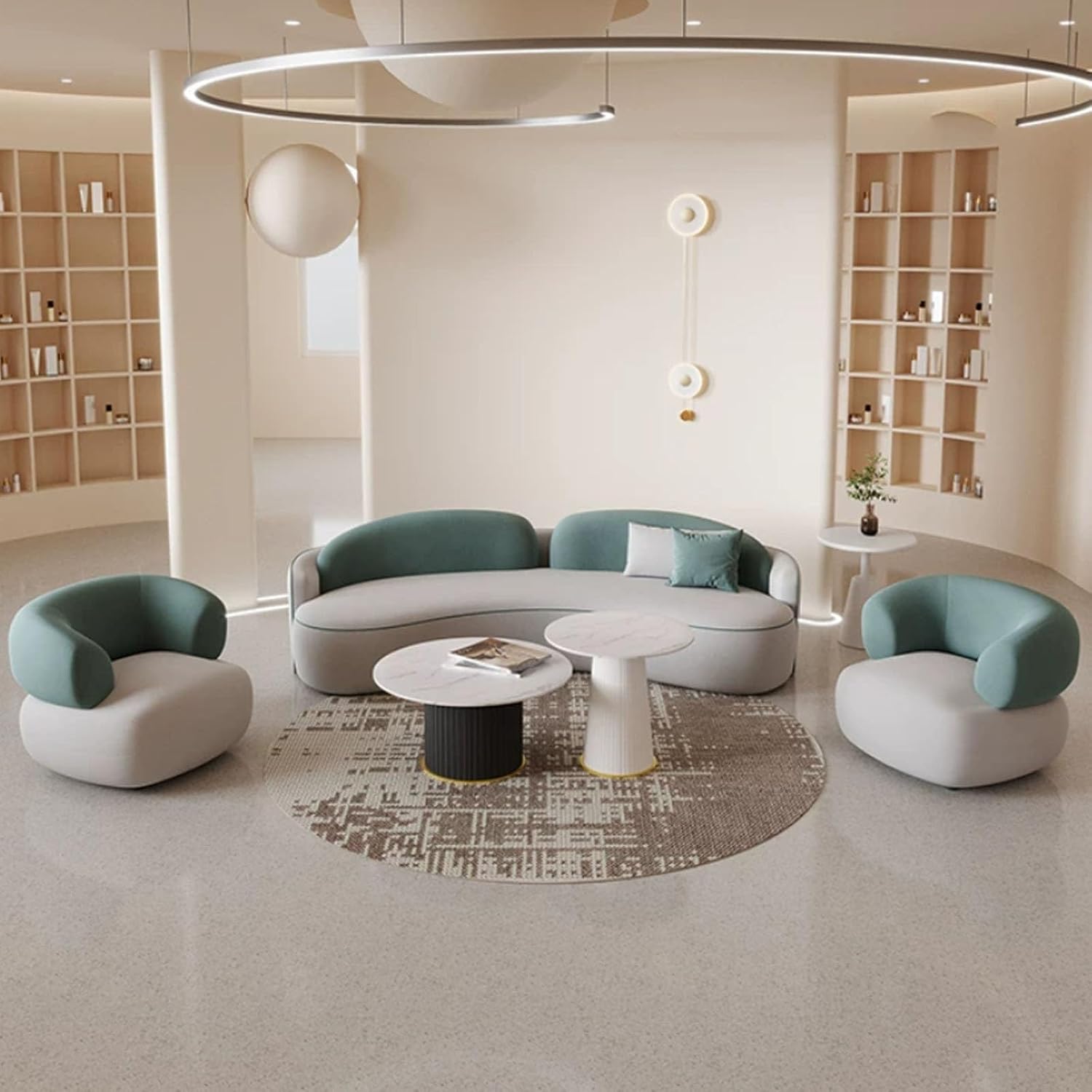 KIBONCY Gebogenes Ledersofa G 2.3m Set