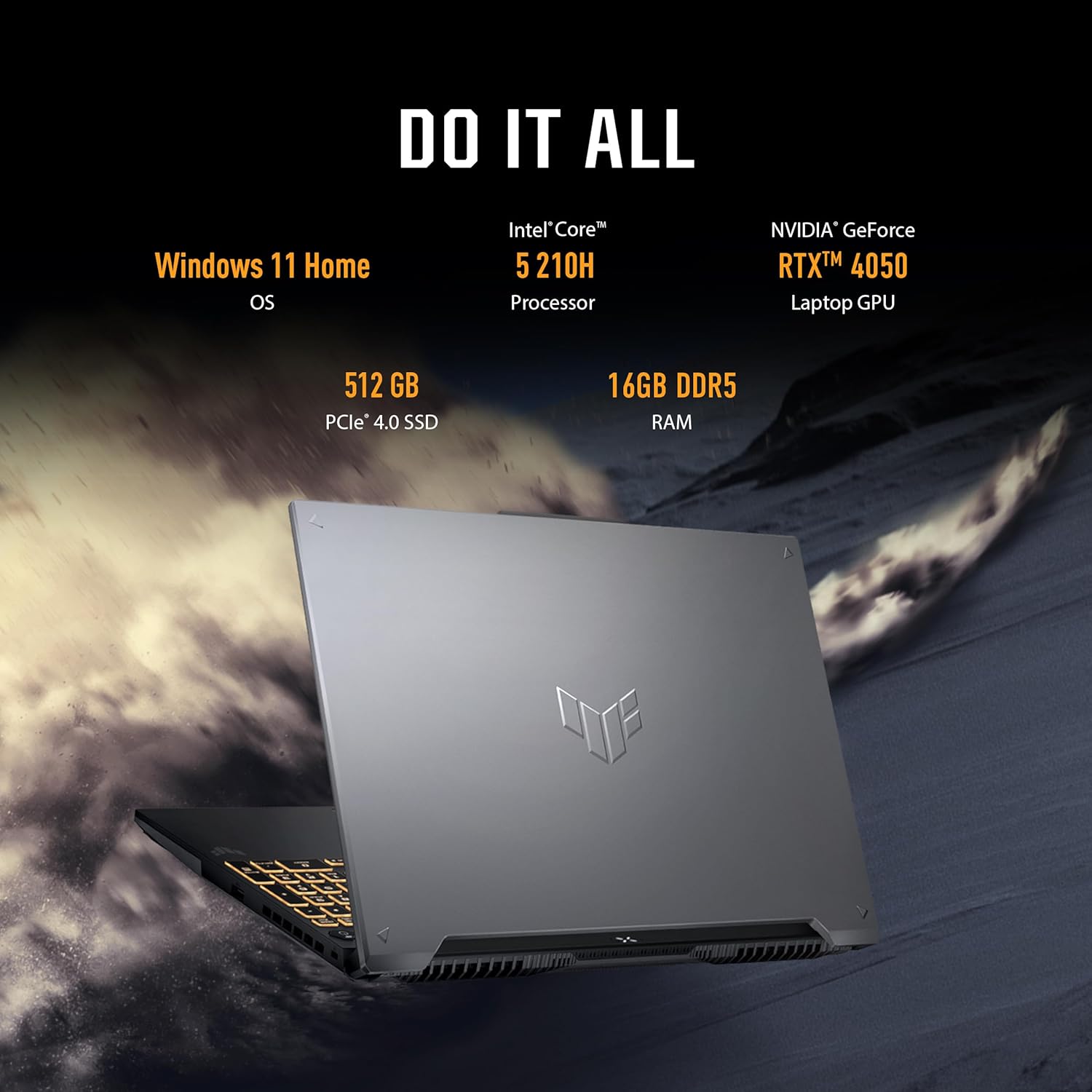 ASUS TUF Gaming F16 FX607VU-SS53 40.6 cm FHD+ 144Hz IPS-Level 16:10 Intel Core 5 210H RTX 4050 16 GB DDR5 512 GB SSD Win11 Mecha Gray