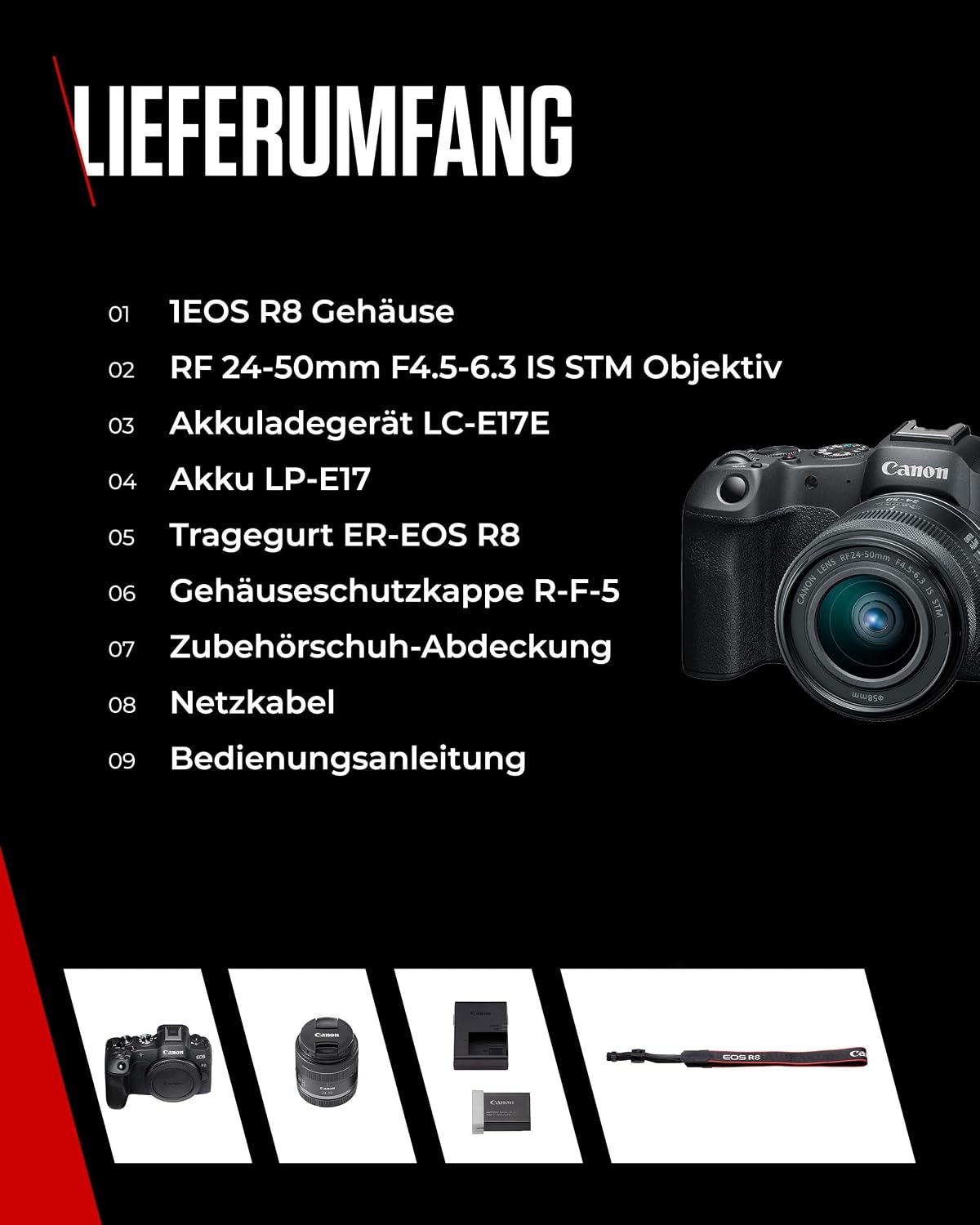 Canon EOS R8 + RF 24-50mm F4.5-6.3 IS STM Systemkamera 24,2 MP Schwarz
