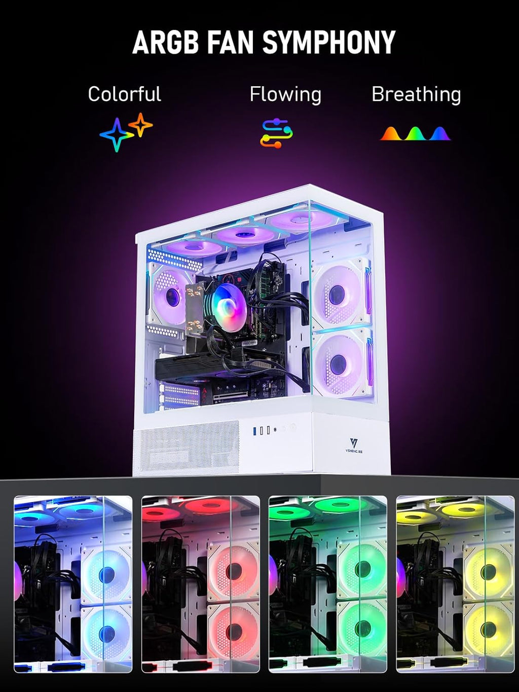 Evounic VS3W-E5-X99-2080TI Weisser ARGB Gaming PC Xeon E5 3.2 GHz RTX 2080 Ti 11 GB 32 GB RAM 512 GB SSD + 1 TB HDD