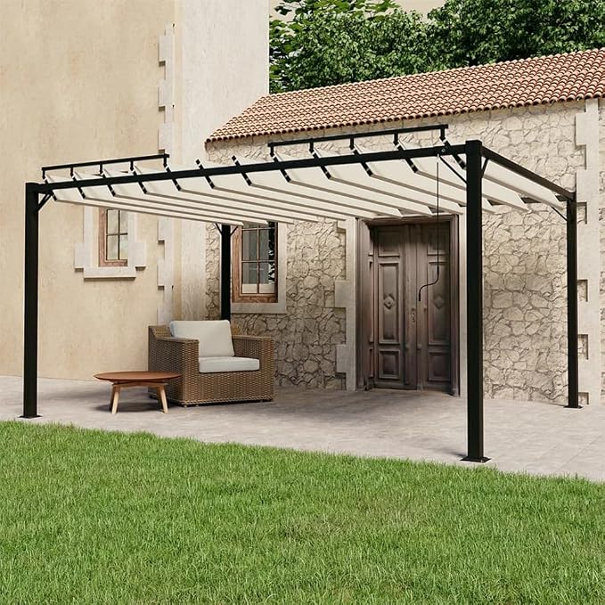 Kaloriko Pergola Mit Verstellbarem Lamellendach 3x4 M Creme