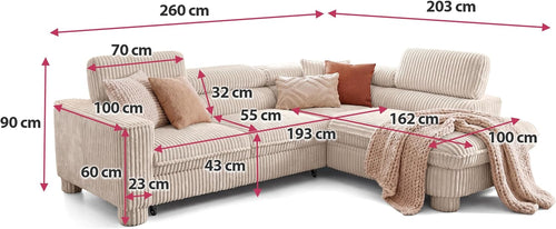 BROMARKT Cavello Ecksofa Mit Schlaffunktion Dunkelgrün Rechts