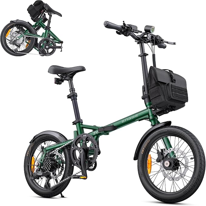 ENGWE Zip Faltbares E-Bike 16,9 kg 120 km Reichweite 36V 10Ah Akku 250W Motor Grün