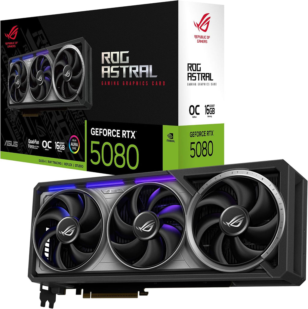 ASUS ROG Astral GeForce RTX 5080 16 GB GDDR7 OC Edition Gaming Grafikkarte Schwarz