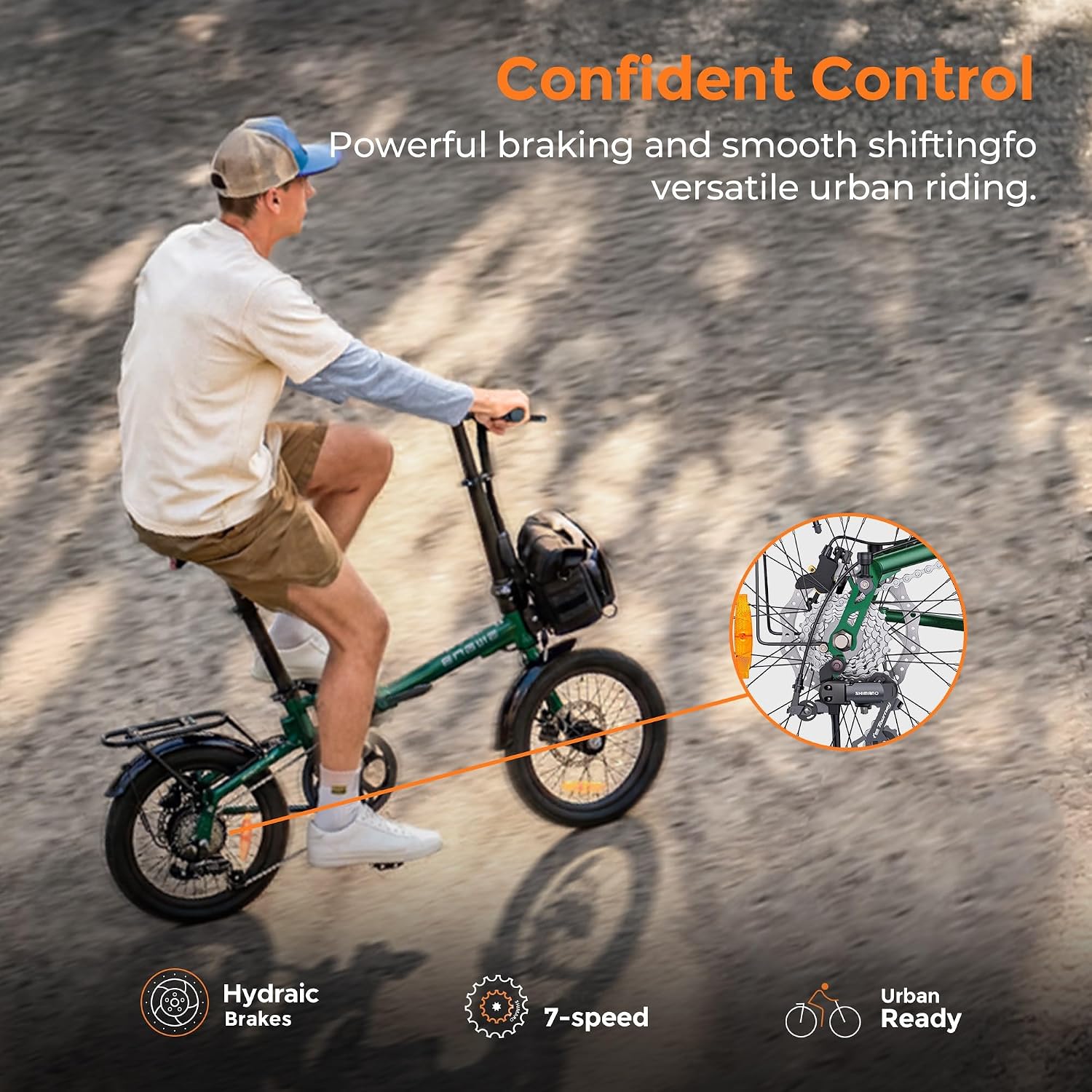 ENGWE Zip Faltbares E-Bike 16,9 kg 120 km Reichweite 36V 10Ah Akku 250W Motor Grün