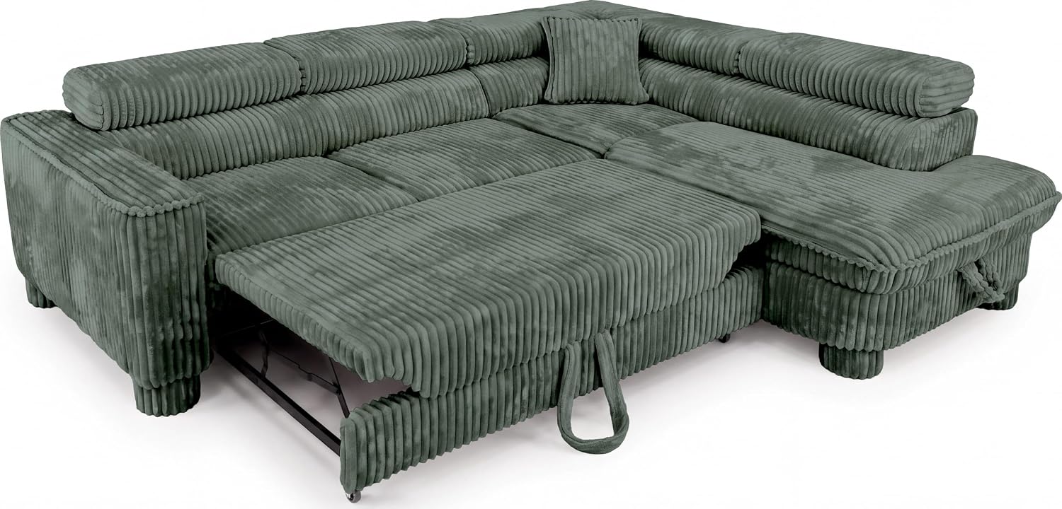 BROMARKT Cavello Ecksofa Mit Schlaffunktion Dunkelgrün Rechts