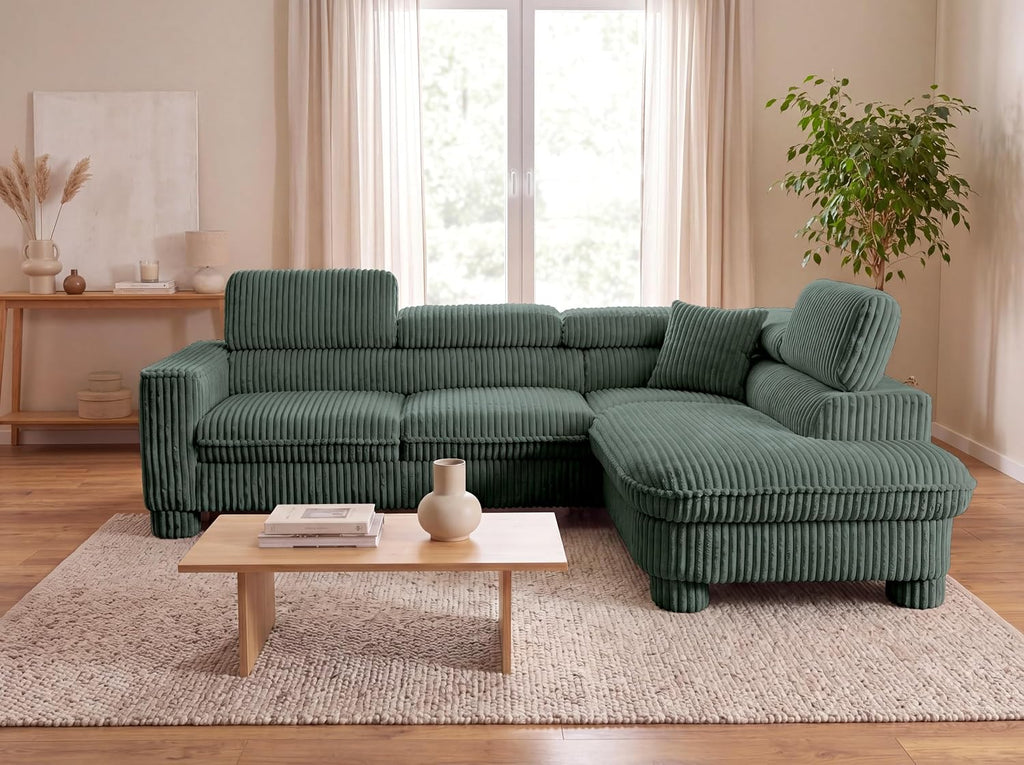 BROMARKT Cavello Ecksofa Mit Schlaffunktion Dunkelgrün Rechts