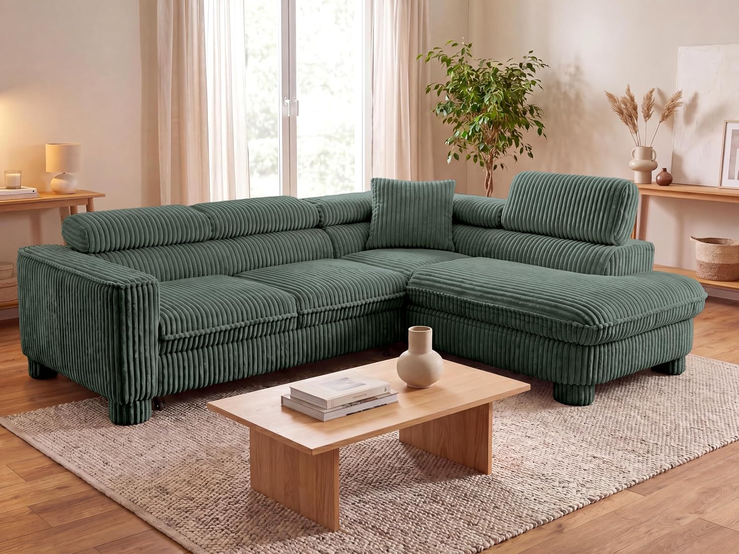 BROMARKT Cavello Ecksofa Mit Schlaffunktion Dunkelgrün Rechts