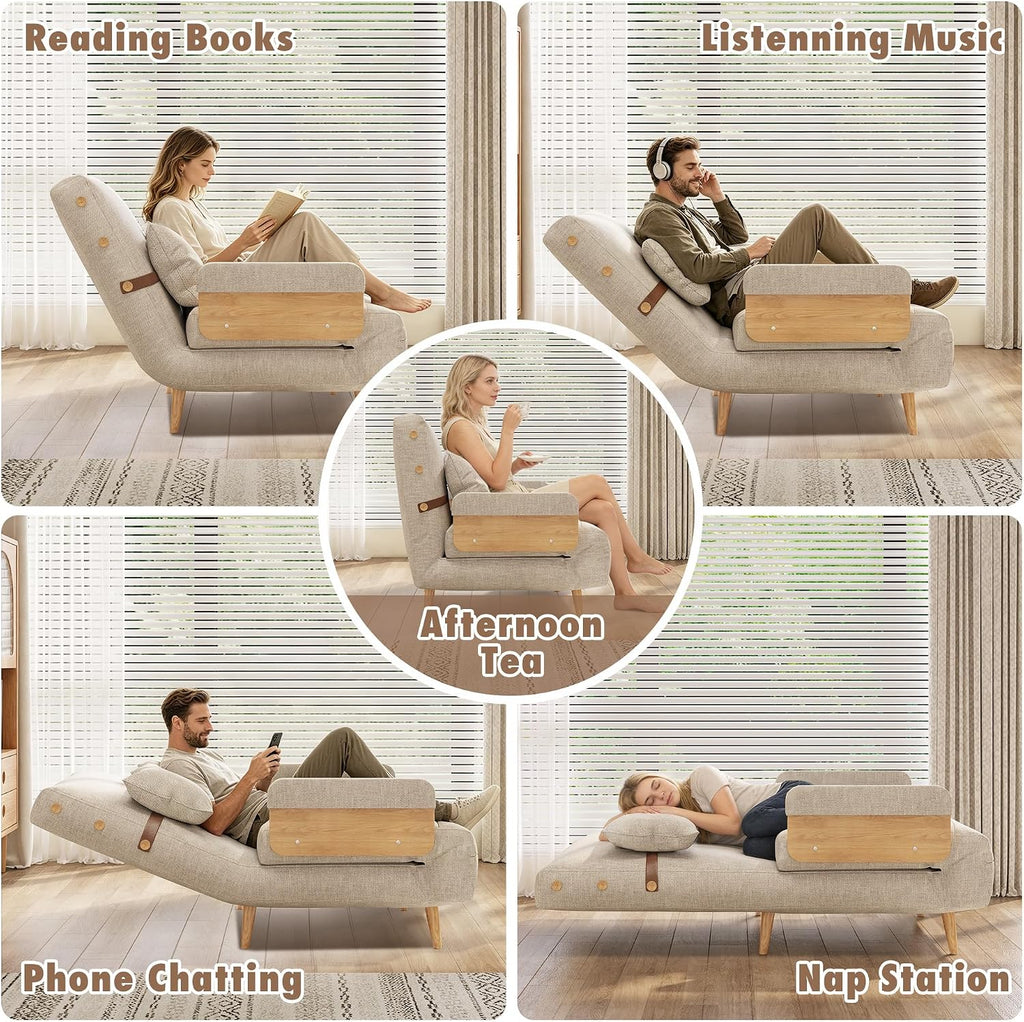 JASIWAY Umwandelbarer Stuhl 3-in-1-Futon-Sofa Bett Beige 80 cm