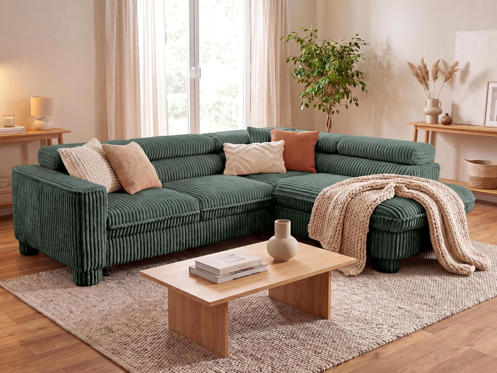 BROMARKT Cavello Ecksofa Mit Schlaffunktion Dunkelgrün Rechts
