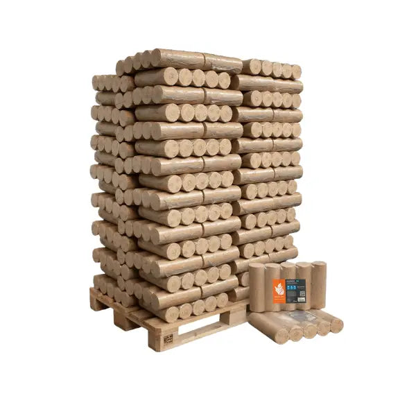 Heizfuxx Nestro XL Blau Holzbriketts 960 kg Palette – Hochverdichtete Premium-Hartholzbriketts