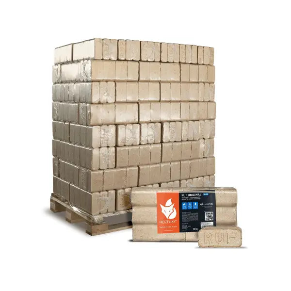 Heizfuxx RUF Original Blue Hartholzbriketts – Hochverdichtete Premium-Briketts für Kamin & Ofen