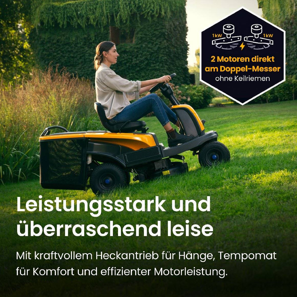 Stiga Akku-Aufsitzmäher Swift 372e mit 4 x 5 Ah Akkus und 1 x Ladegerät