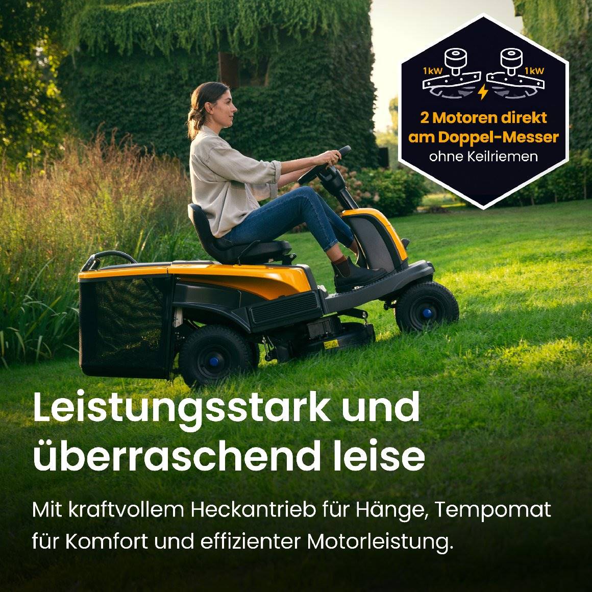 Stiga Akku-Aufsitzmäher Swift 372e mit 4 x 5 Ah Akkus und 1 x Ladegerät