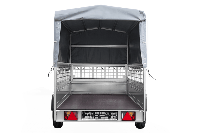 1-Achs-Anhänger GARDEN TRAILER 264 KIPP mit Laubgitteraufsatz, grauer Hochplane, Hochspriegel und Stützrad-Neu