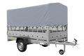 1-Achs-Anhänger GARDEN TRAILER 264 KIPP mit Laubgitteraufsatz, grauer Hochplane, Hochspriegel und Stützrad-Neu