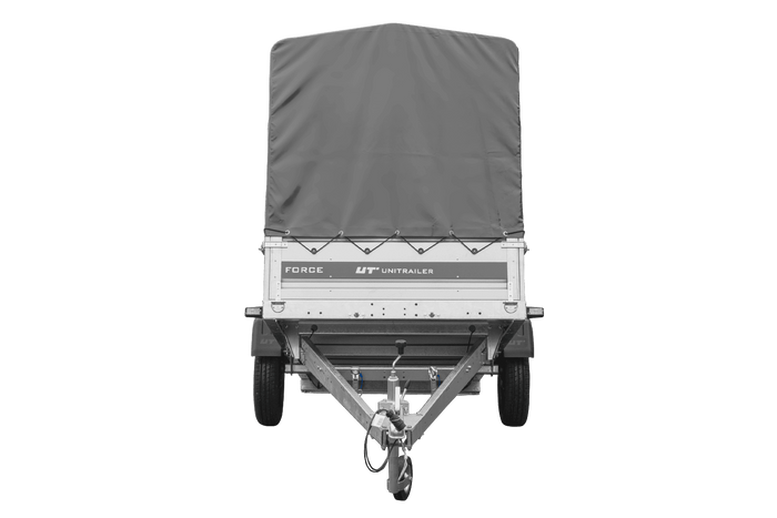 Anhänger 264×125 UNITRAILER FORCE 264 KIPP ungebremst mit H-1100 Rahmen und grauer Plane-Neu
