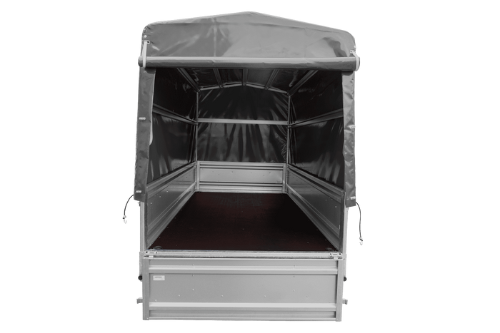 Anhänger 264×125 UNITRAILER FORCE 264 KIPP ungebremst mit H-1100 Rahmen und grauer Plane-Neu