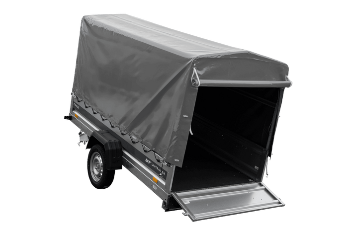 Anhänger 264×125 UNITRAILER FORCE 264 KIPP ungebremst mit H-1100 Rahmen und grauer Plane-Neu