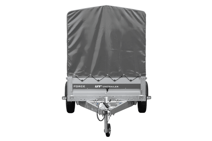 Anhänger 264×125 UNITRAILER FORCE 264 KIPP ungebremst mit H-1100 Rahmen und grauer Plane-Neu
