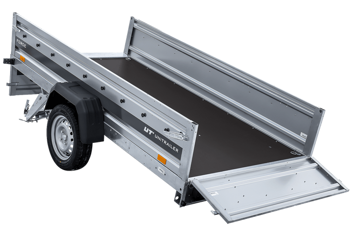 Anhänger 264×125 UNITRAILER FORCE 264 KIPP ungebremst mit H-1100 Rahmen und grauer Plane-Neu