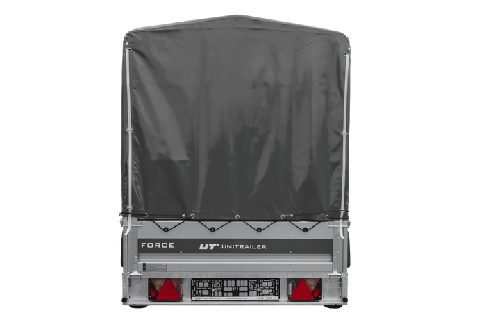 Anhänger 264×125 UNITRAILER FORCE 264 KIPP ungebremst mit H-1100 Rahmen und grauer Plane-Neu