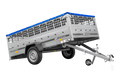 Anhänger 264×150 UNITRAILER GARDEN 265 KIPP mit Gitteraufsatz, Flachplanenträgern und blauer Plane-Neu