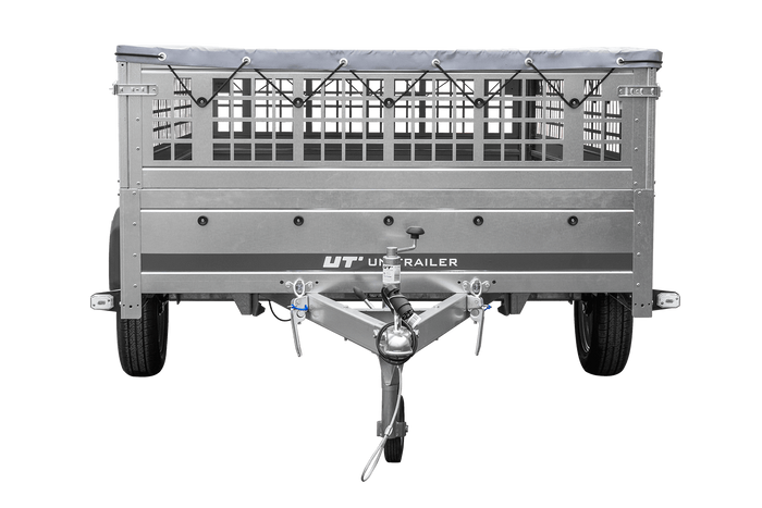 Anhänger 264×150 UNITRAILER GARDEN 265 KIPP mit Gitterwänden, H-0-Rahmen und grauer Plane-Neu
